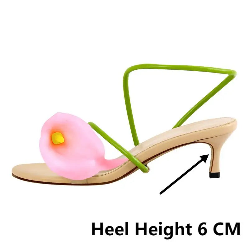 Calla Lily Slingback Kitten-Heel Sandals