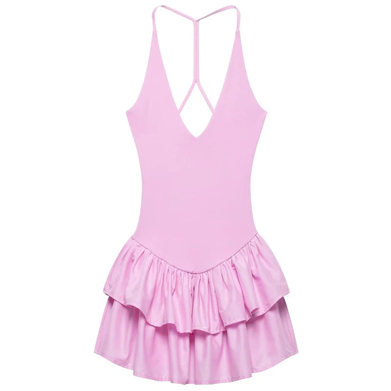 Amara Halter Ruffle A-Line Mini Dress