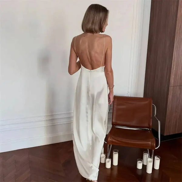 Thea Lace Spaghetti-Strap Slit Maxi Dress