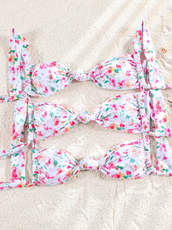 ZRTAK Push Up Bikinis Set Two Piece Suit Women Swimsuit 2026 Bathing Suit Sexy Bikini Swimwear Print Beachwear Tied Biquinis