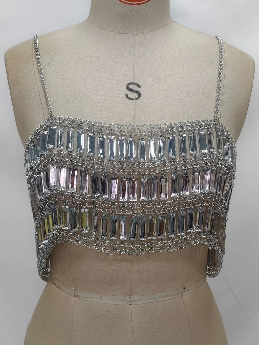 Sexy see through metal sequin crop top women summer beach halter tank top streetwear hotwife club party tops for woman clothing