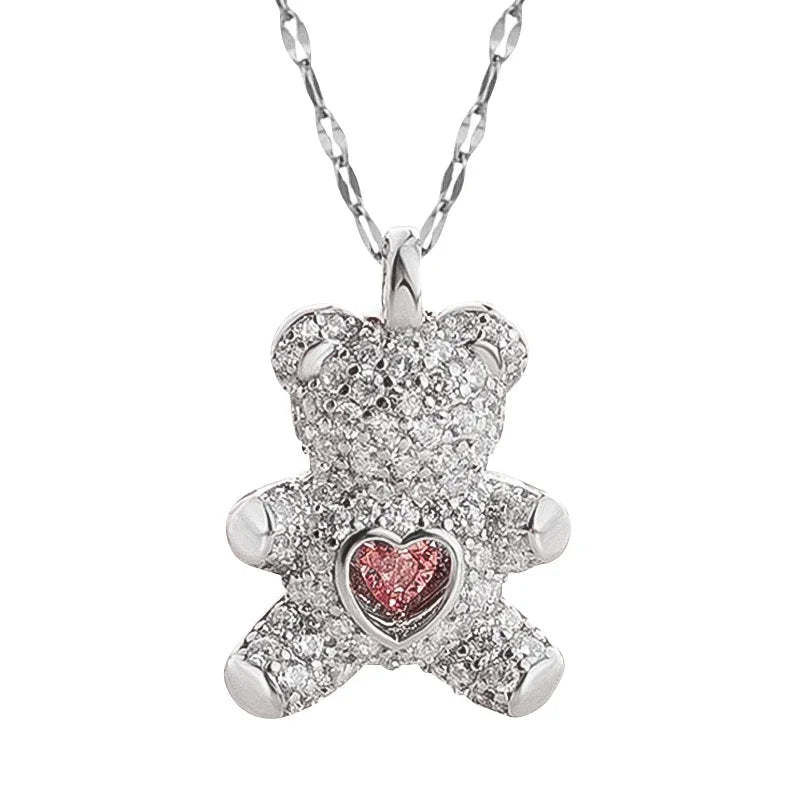 Teddy Crystal Bear Pendant Necklace