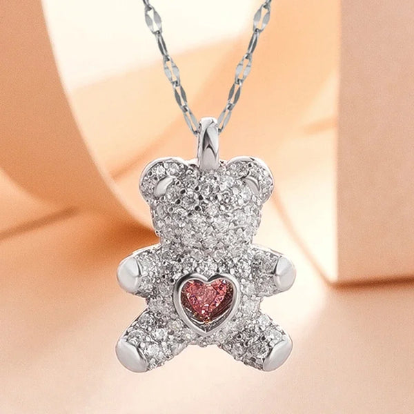 Teddy Crystal Bear Pendant Necklace