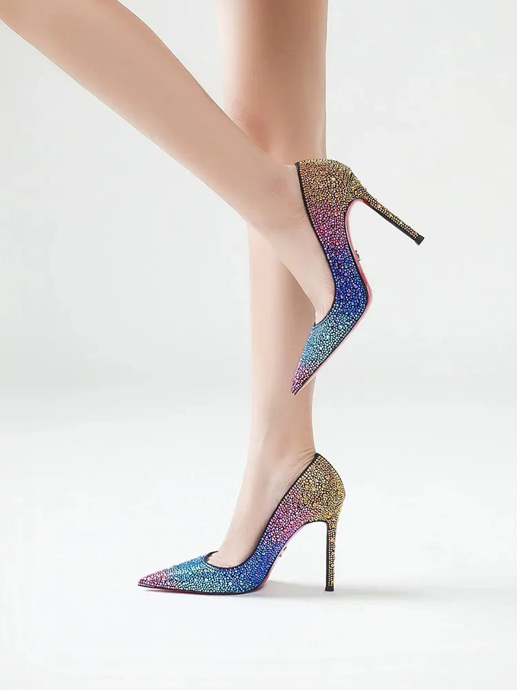 Viorica Ombré Rhinestone Pointed-Toe Stiletto Pumps