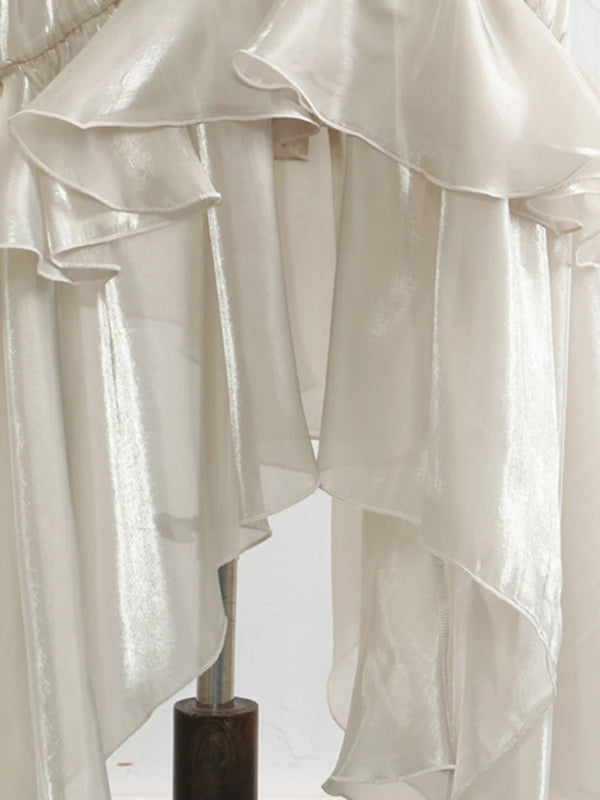 Seraphina Ruffle Satin Midi Skirt One-piece