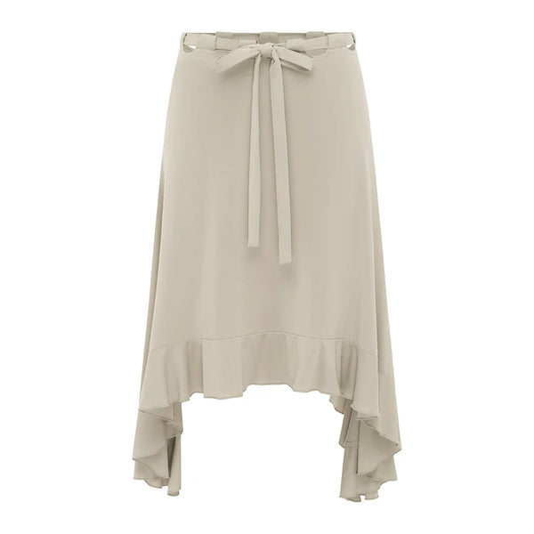 Brunella Tie-Waist Asymmetric Ruffle-Hem Midi Skirt One-piece