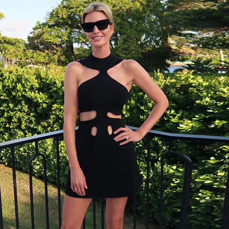 Delphine Cutout Halter A-Line Mini Dress
