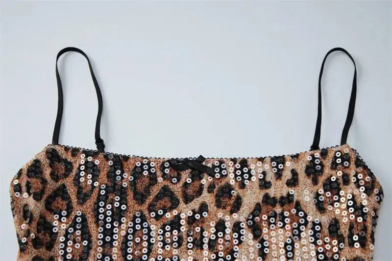 Luciana Leopard Sequin Mini Dress