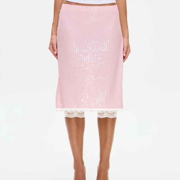Evangeline Sequin Lace Bodycon Midi Skirt One-piece