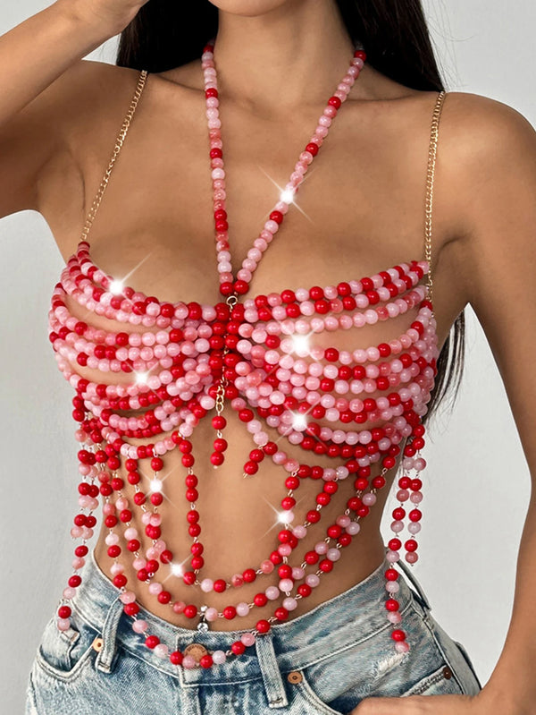 Sexy see through metal rhinestone crop top women summer beach party tops woman cropped halter tank top hotwife club rave oufit