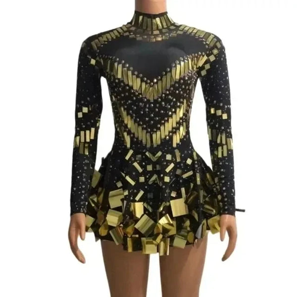 Isolde Mirror-Embellished Performance Mini Dress
