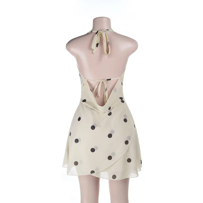 Poppy Polka-Dot Halter A-Line Mini Dress