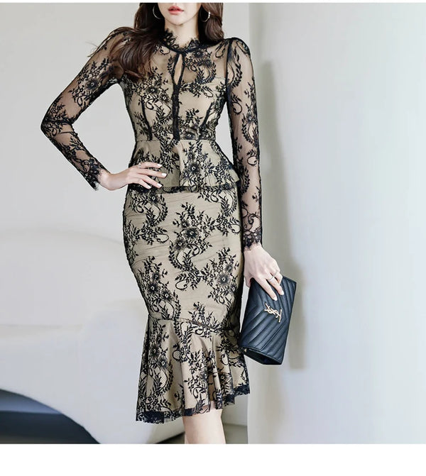 Lavinia Lace Mermaid Midi Skirt Set Two-piece