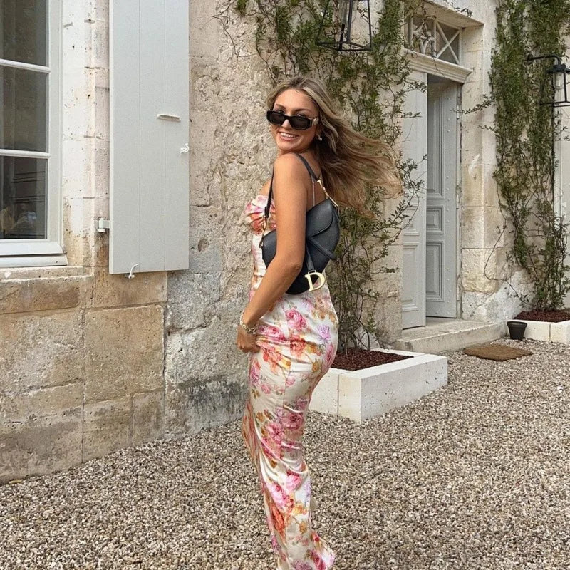 Liora Floral Spaghetti-Strap Split Maxi Dress