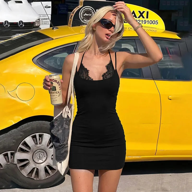 Brielle Lace-Trim Cami Bodycon Mini Dress