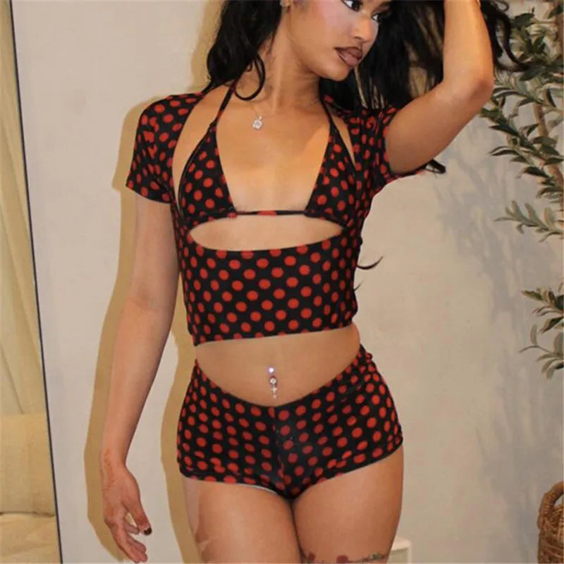 Isabella Polka Dot Cutout Shorts Apparel Two-piece