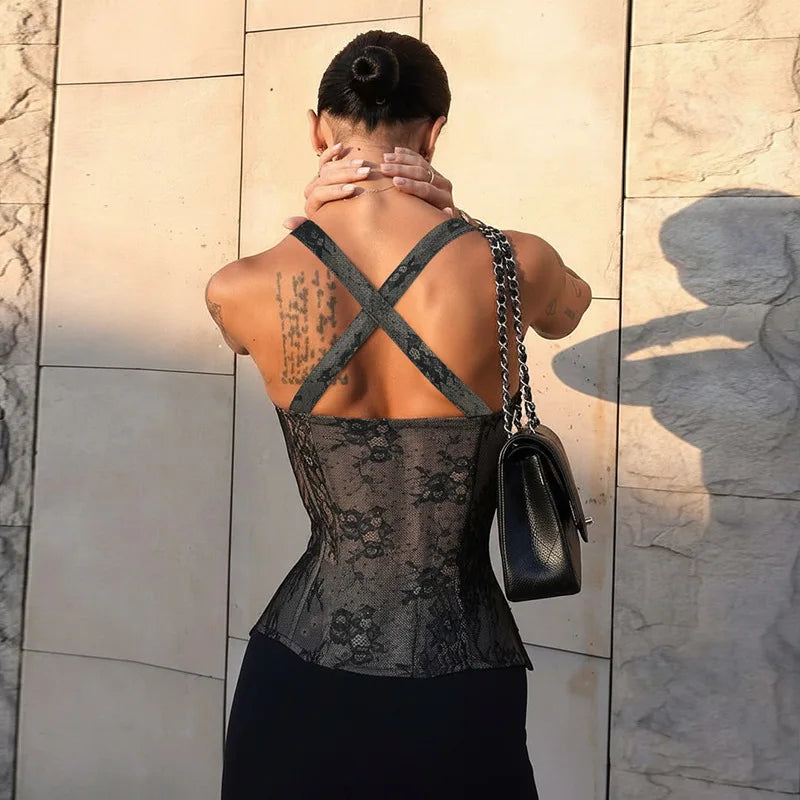 Aveline Lace Corset Cami Top One-piece