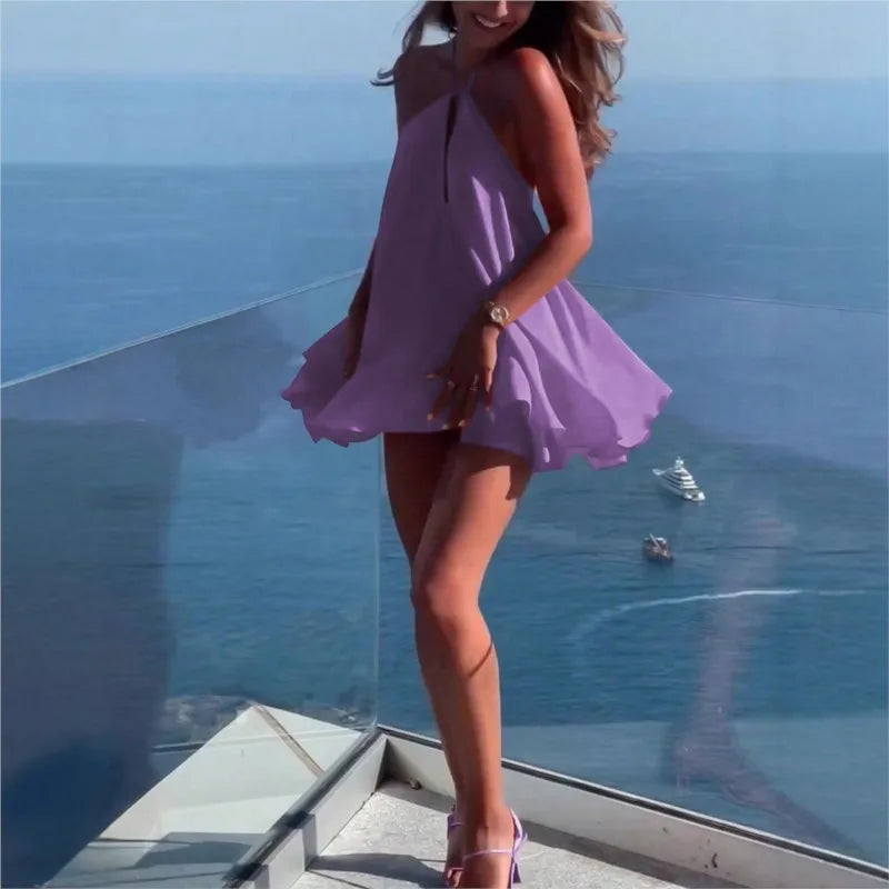 Brielle Deep-V Backless Beach Mini Dress