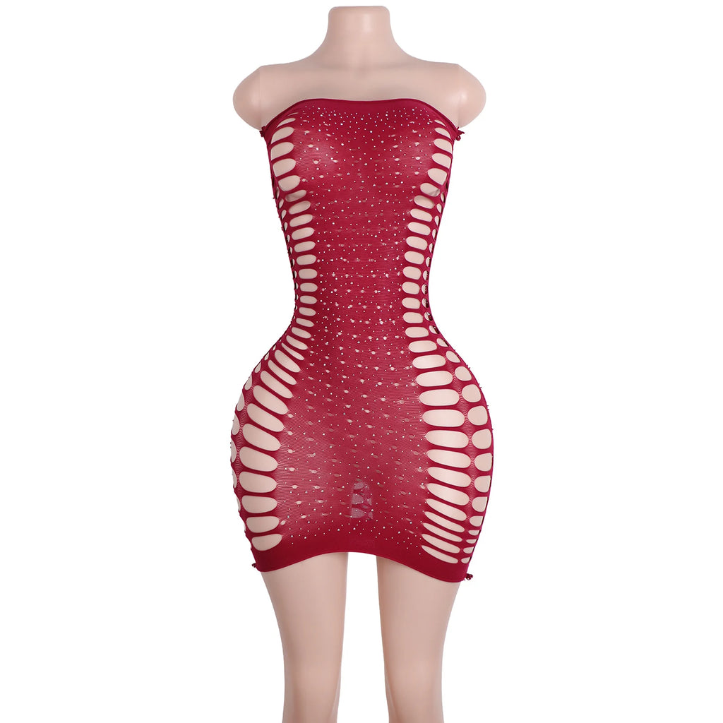 Obsidian Siren Fishnet Rhinestone Lingerie