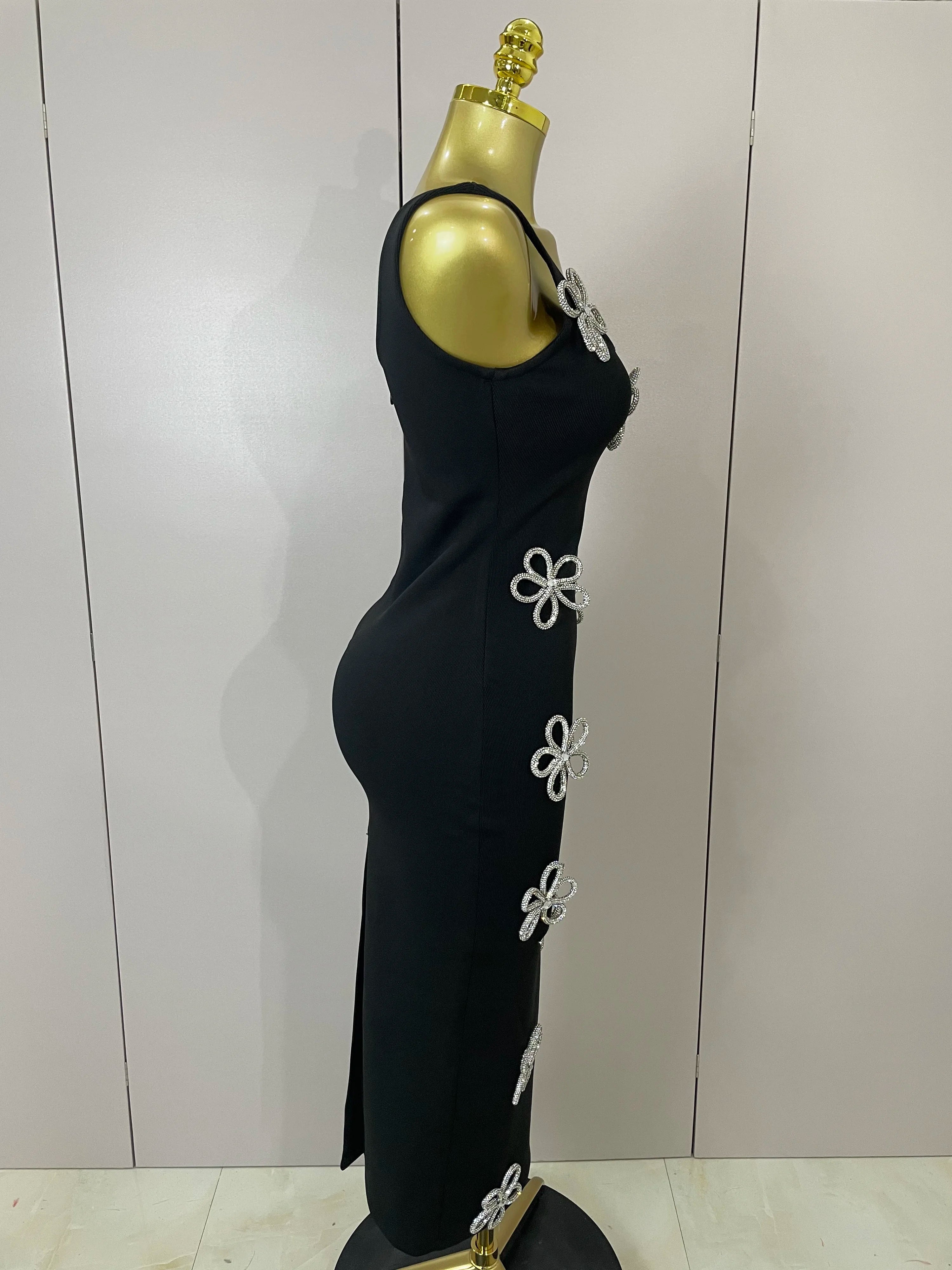 Elowen Diamond Floral Bandage Midi Dress