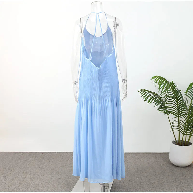 Skylar Pleated Backless Maxi Dress