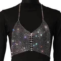 Sequin Rhinestone Bra Women Tee Gothic Blusas Corset Ladies Shirt Camis Party Woman Clothes y2k Crop Tops Ropa Club Tank Top