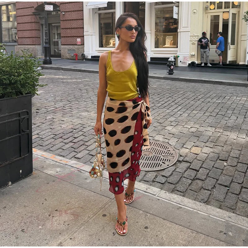 Fashion Printed Detachable Scarf Shirt Dress Women Flare Sleeve Single Breasted Mini Dresses 2026 Summer New Lady Vacation Wear