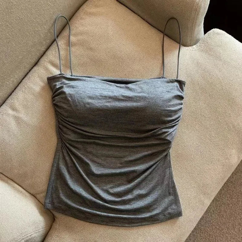 Hana Pleated Halter Tank Top
