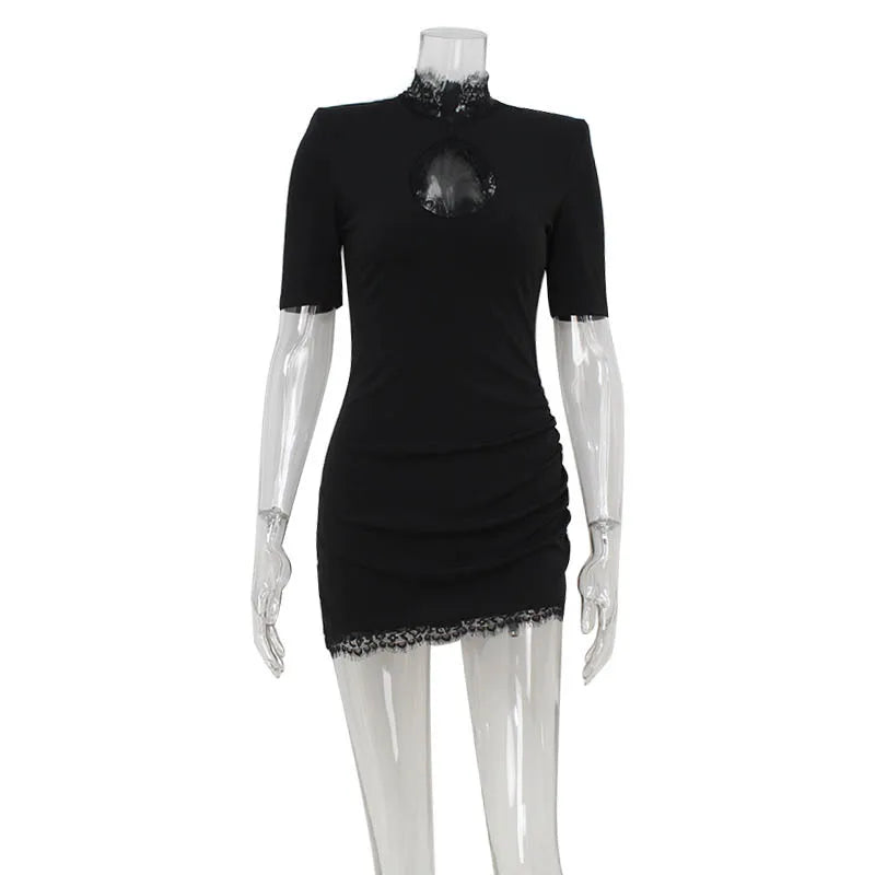 Maëlle High-Neck Lace Cutout Mini Dress