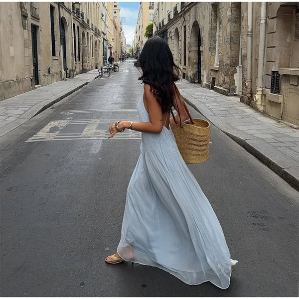 Skylar Pleated Backless Maxi Dress