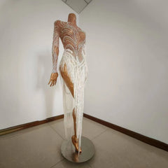 Aria Crystal Fringe Illusion maxi dress One-piece