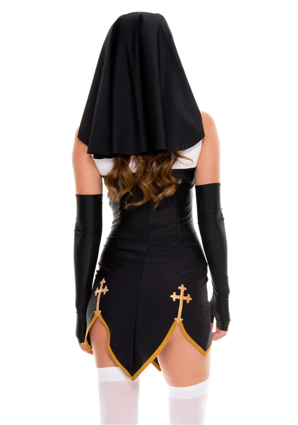 Benedetta Nun Cosplay Costume Set with Headpiece, Gloves & Stockings