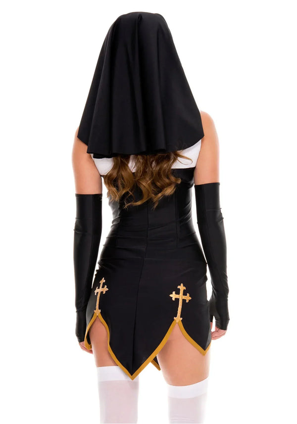 Benedetta Nun Cosplay Costume Set with Headpiece, Gloves & Stockings