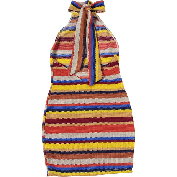 Solenne Striped Knit Halter Bodycon Mini Dress