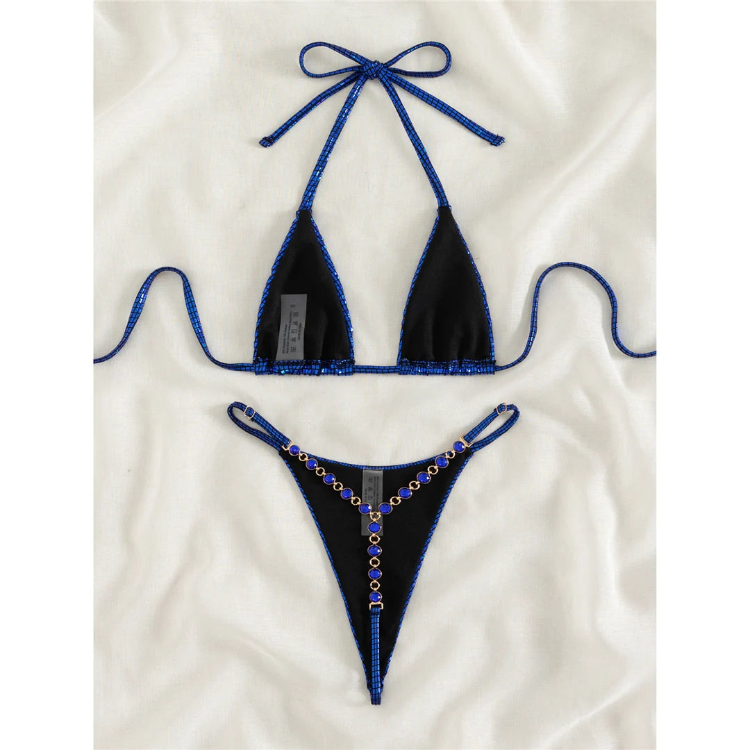 Elysia Rhinestone String Micro Bikini Two-piece
