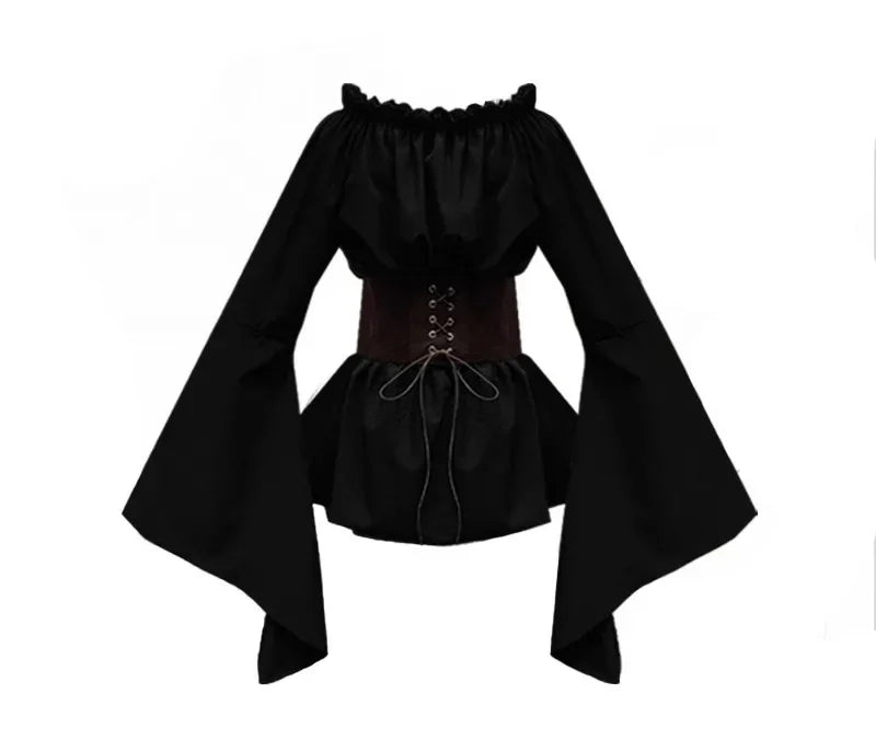 Isadora Pirate Costume Separates: Off-Shoulder Top, Tattered Skirt & Accessories