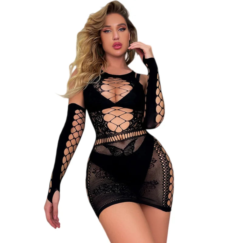 Eclipse Noir Fishnet Lace Lingerie