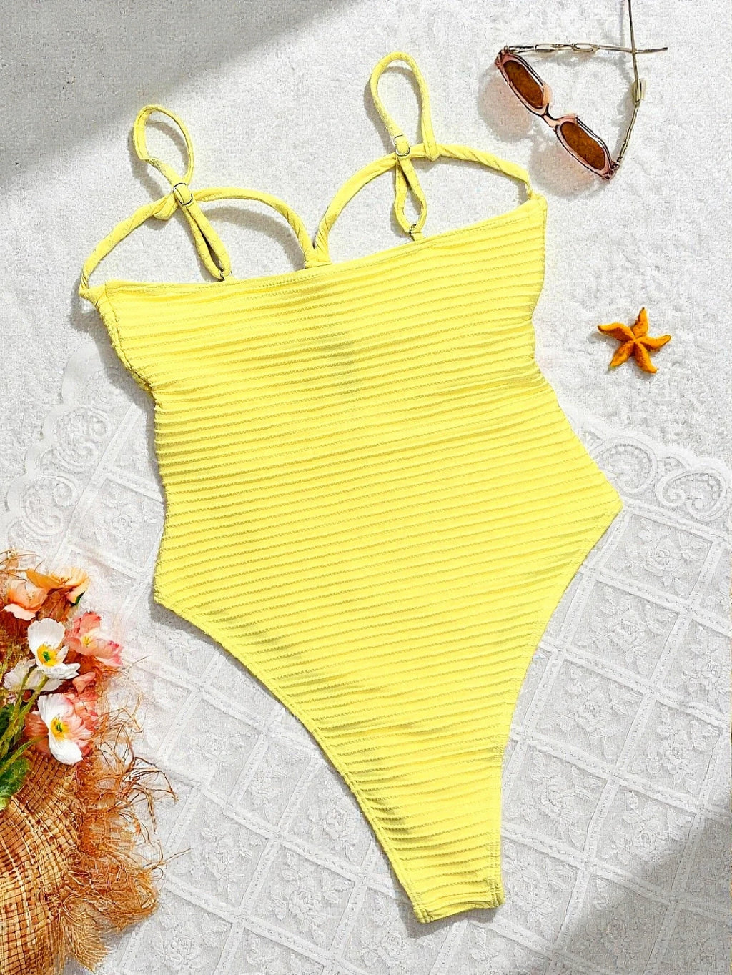 Marisa Ribbed Twist-Front Cut-Out One-piece Swimsuit