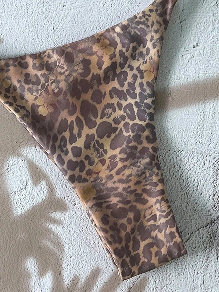 Bella Leopard Print Triangle Bikini Set
