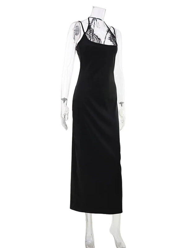 Lisandra Lace-Trim Satin Cami Slip Maxi Dress