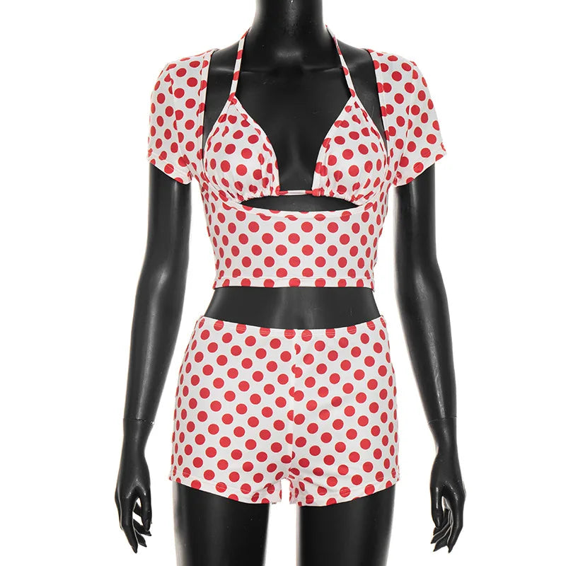 Isabella Polka Dot Cutout Shorts Apparel Two-piece