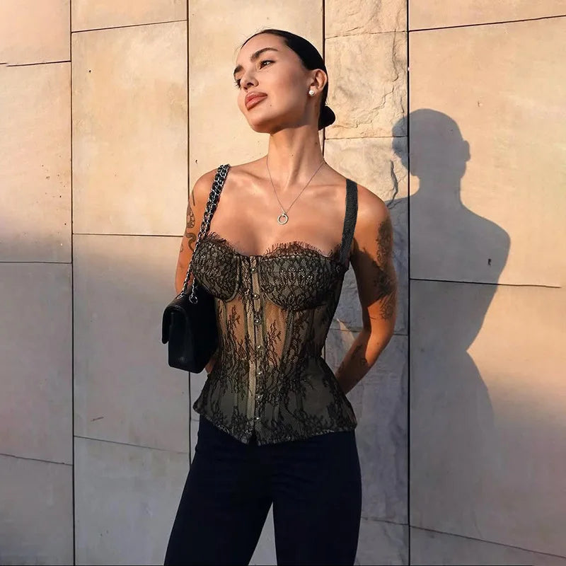 Aveline Lace Corset Cami Top One-piece