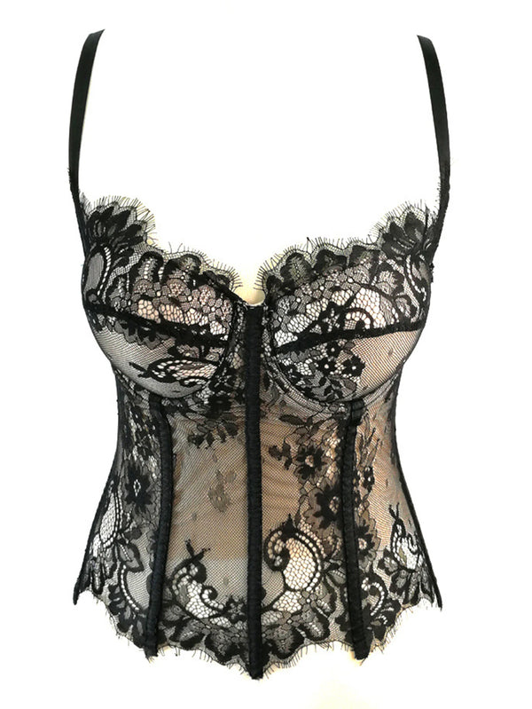 Sexy see through black lace corset crop top women clothing cropped summer club party tube tops woman halter tank top bustier bra