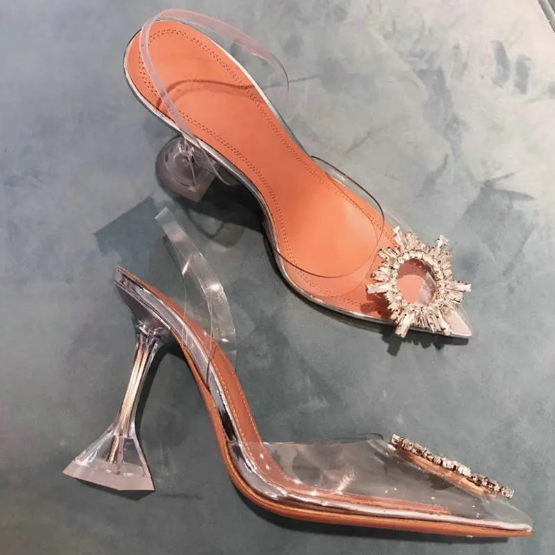 Elowen Transparent Crystal Sculptural-Heel Sandals Secondary image