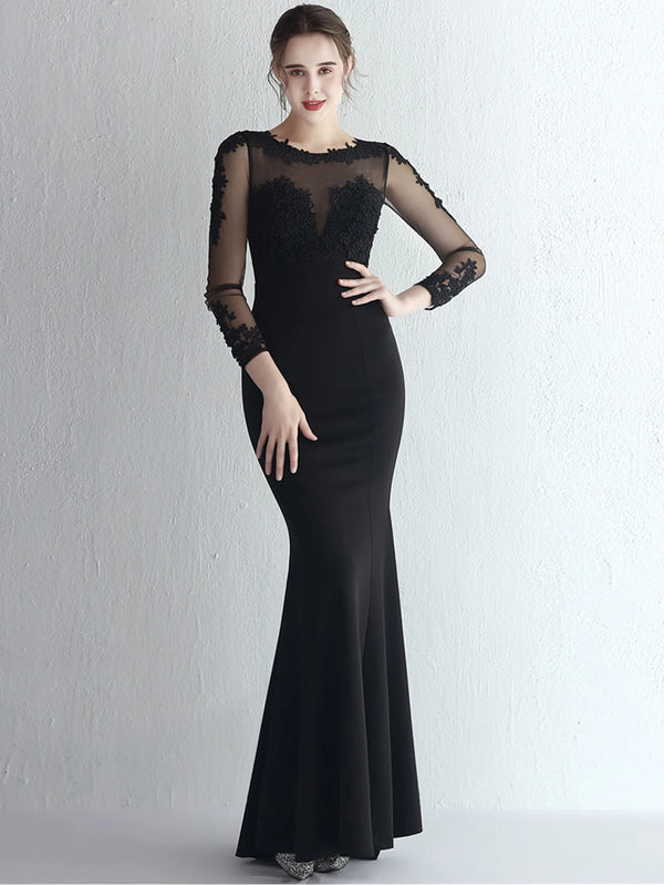 Valentina Rhinestone Sheer-Mesh Mermaid Maxi Dress
