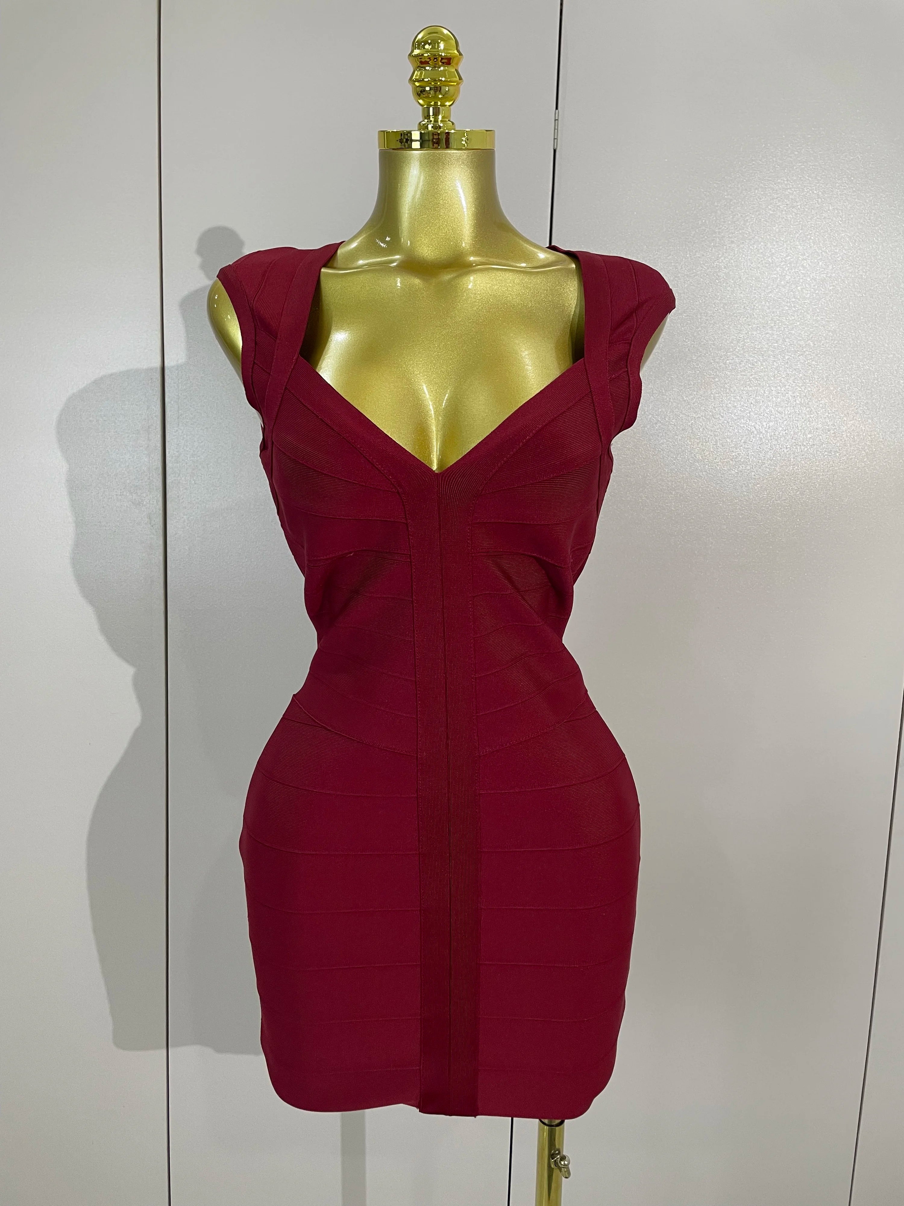 Sabella Deep-V Sleeveless Bandage Mini Dress