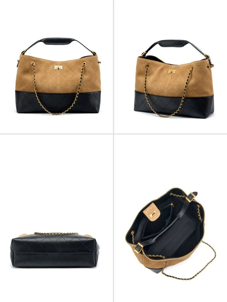 Verona Diamond-Quilt Leather Tote