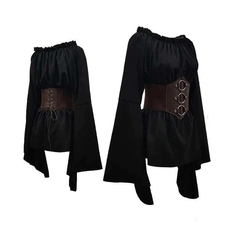 Isadora Pirate Costume Separates: Off-Shoulder Top, Tattered Skirt & Accessories