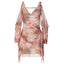 Liora Leopard Floral-Mesh Long-Sleeve Mini Dress