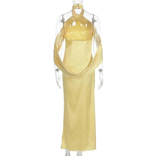 Naomi Satin Halter Backless Maxi Dress